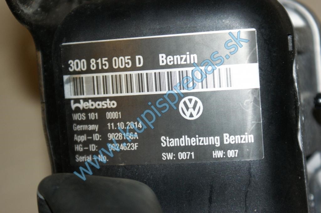 Nezávislé kúrenie Webasto VW PASSAT B8 2.0TSI benzin  