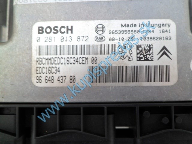 riadiaca jednotka na motor na peugeot 308 1,6hdi, 0281013872, 