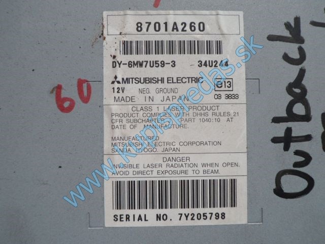 autorádio na mitsubishi outlander , 8002A539XA, 8701A260